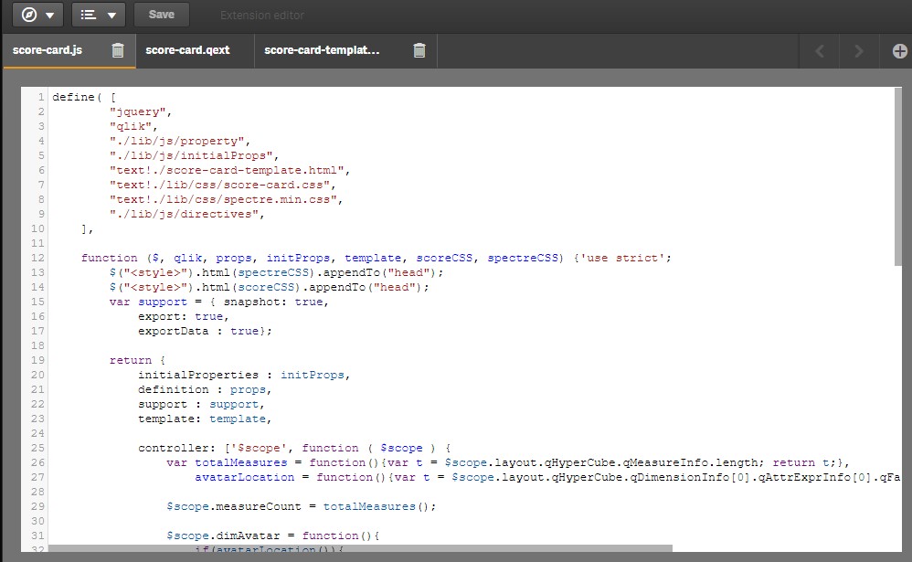extension editor window